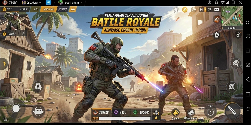 Screenshot utama 789RP menampilkan aksi seru dalam pertarungan Battle Royale.