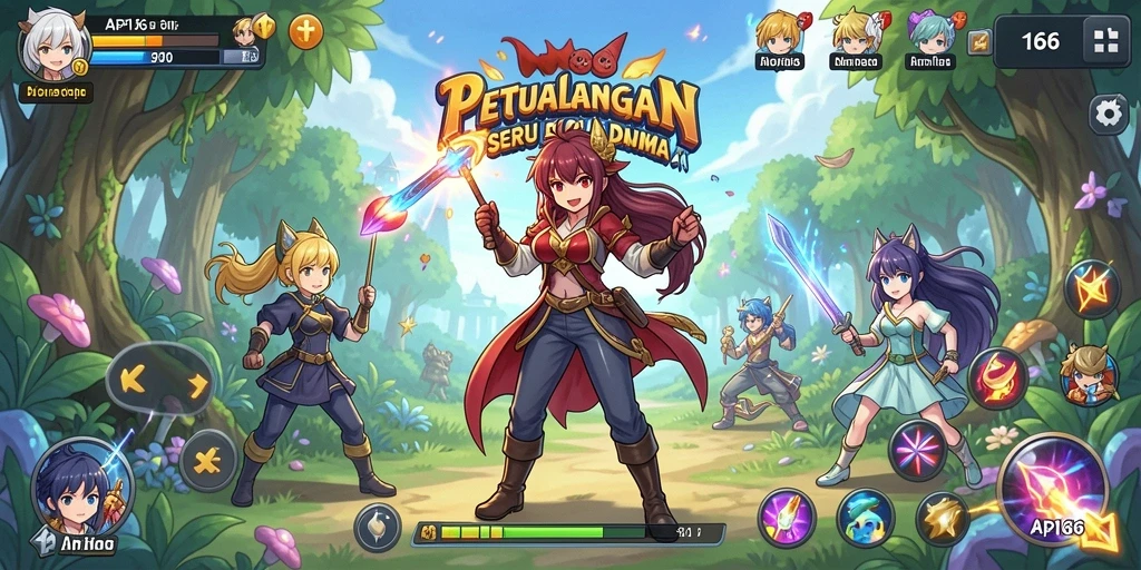Tampilan screenshot gameplay API66 yang menampilkan aksi karakter Anime.