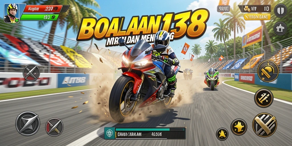 Tampilan seru dalam gameplay balapan motor di BOS138.