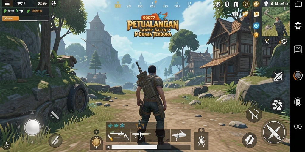 Tampilan gameplay Open World di GOD77 dengan eksplorasi yang mendalam.