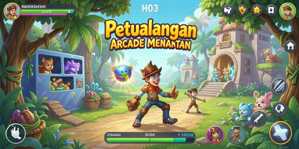 Tangkapan layar menampilkan aksi gameplay seru H03 dengan karakter yang berjuang melawan rintangan.