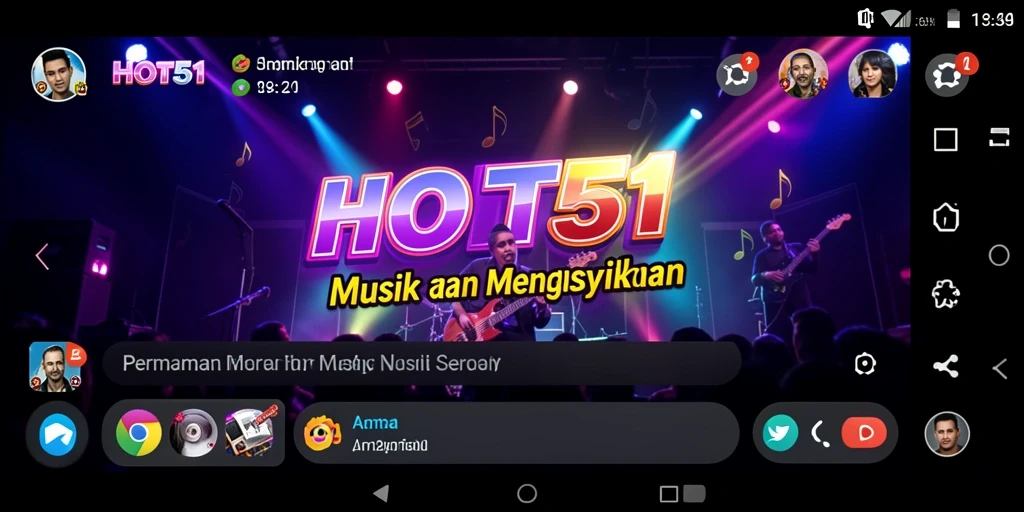 Tampilan gameplay HOT51 dengan musik yang memukau dan interaksi seru.