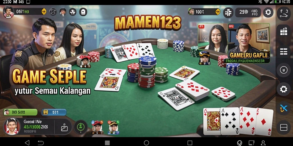 Screenshot gameplay MAMEN123 menunjukkan suasana seru permainan Gaple.