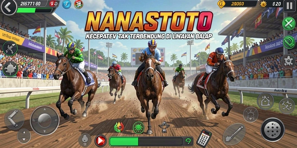 Tampilan gameplay seru dalam balapan motor NANASTOTO.