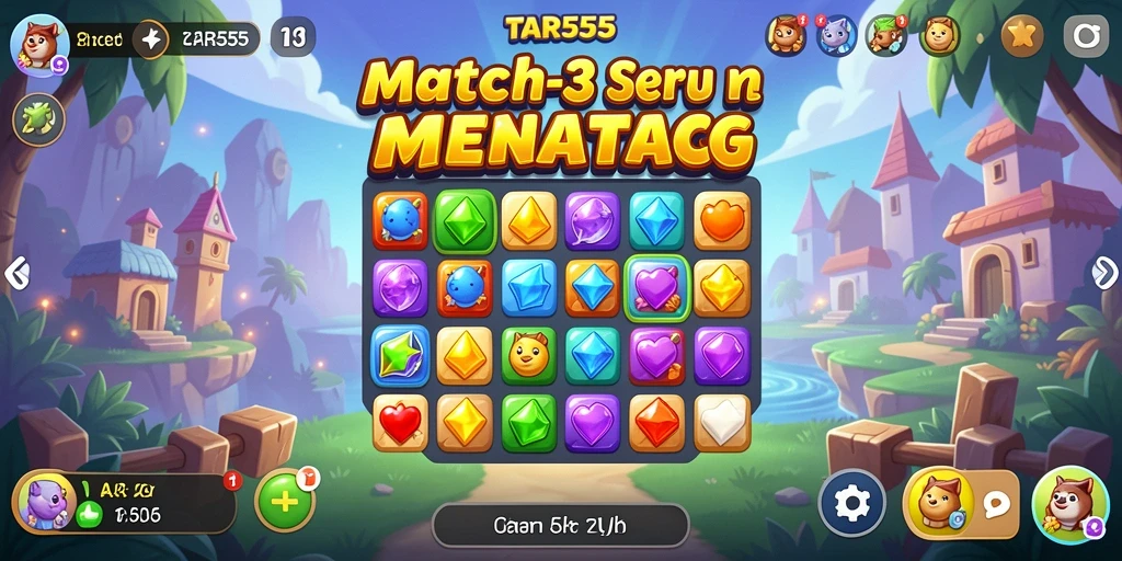 Screenshot TAR555 menampilkan momen seru saat mencocokkan permata.