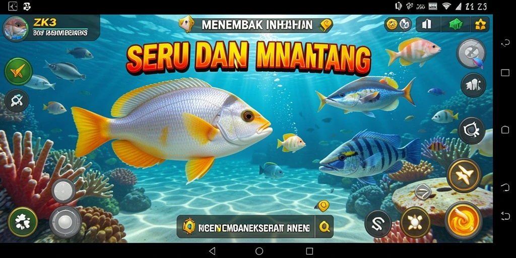 Screenshot gameplay ZK3 menampilkan aksi menembak ikan yang seru.