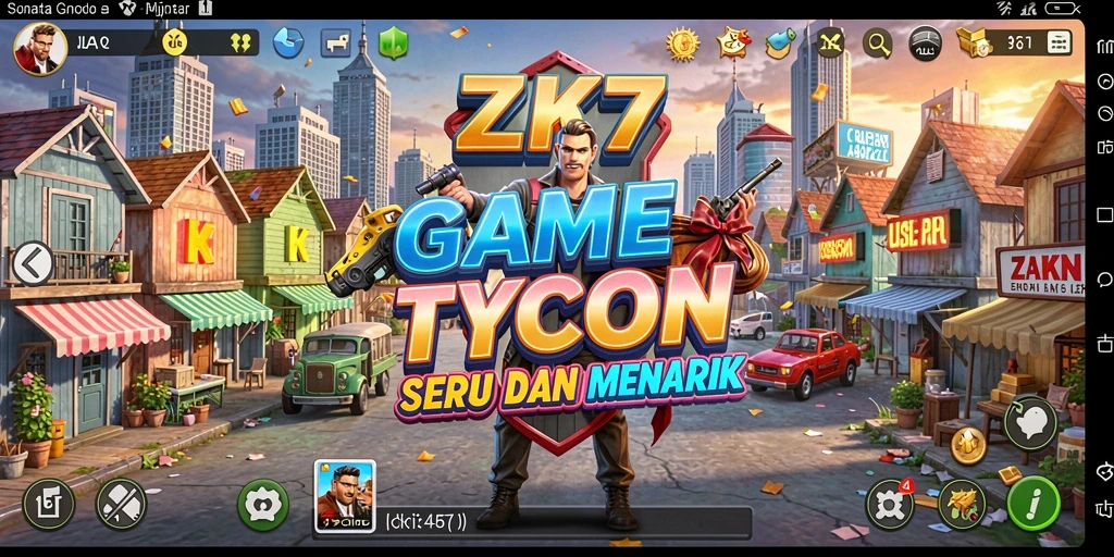 Screenshot dari gameplay ZK7 yang menunjukkan pengelolaan bisnis secara menyeluruh.